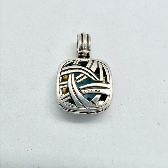 David Yurman Albion 14mm Blue Topaz Pendant Enhancer - Picture 14 of 15